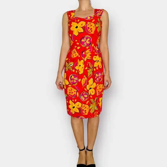 90s R.J. Stevens Orange and Yellow Dress - Picture 2 of 6